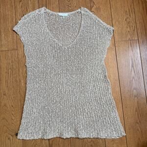 Bryn Walker Loose Knit Sleeveless Tunic Sweater Cotton Linen Lagenlook Beach